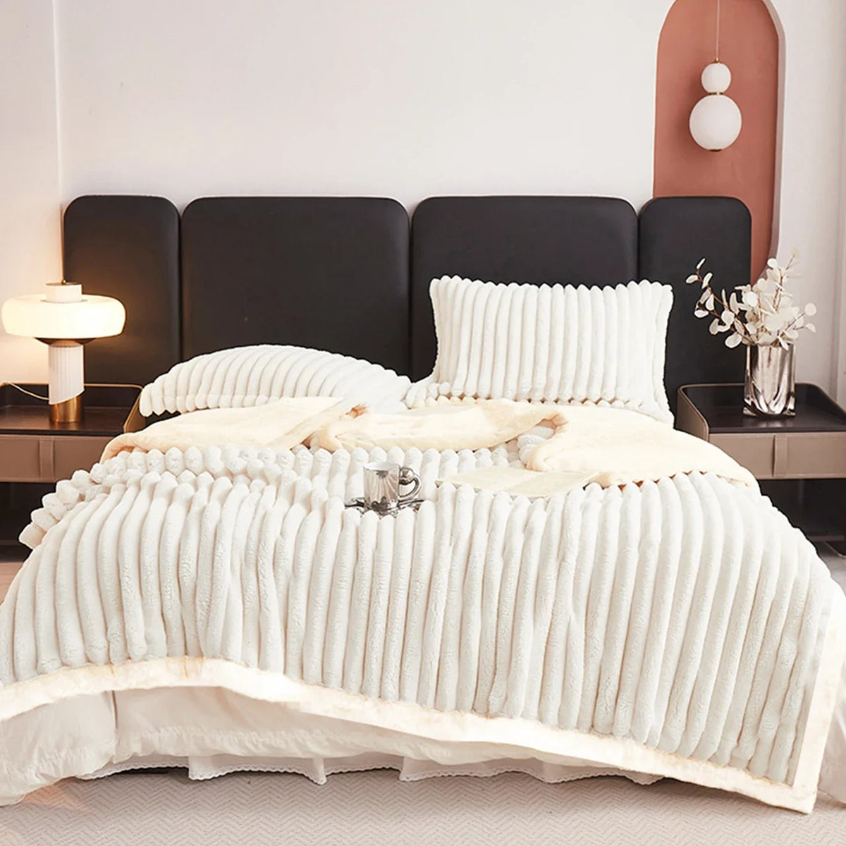 1pc Weighted Fleece Blanket -Soft, Warm, Throw for Bedroom, Living Room, Student Dormitory, Car, Sofa,8lbs With Sherpa