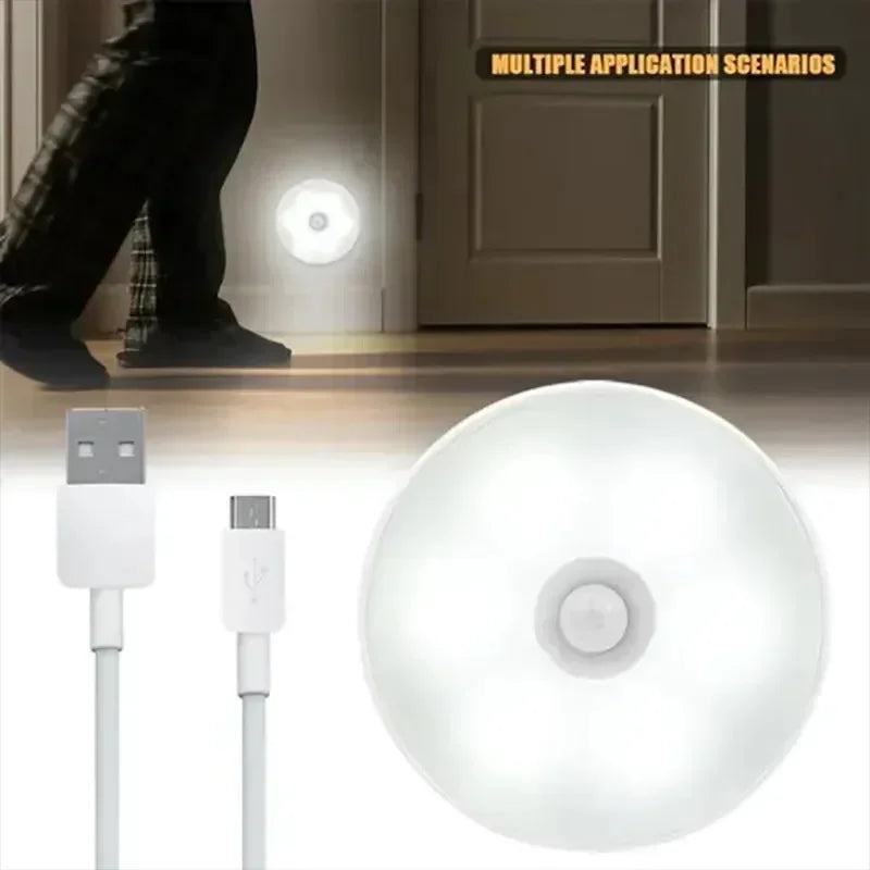 HPH LED Night Light 3pcs USB Rechargeable Night Lamp Automatic Light For Kitchen Cabinet Wardrobe Lamp Wireless Closet Light