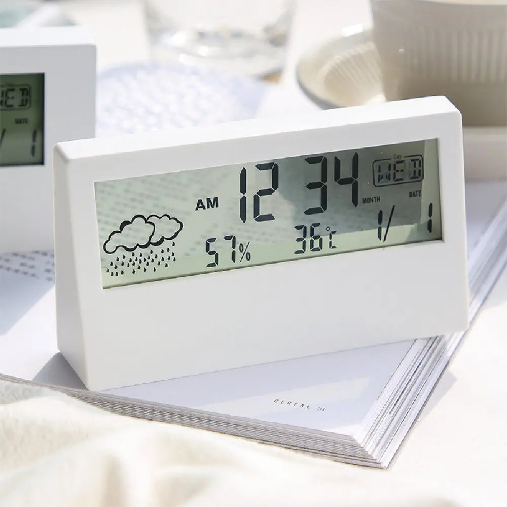 Digital Temperature Clock LED Display Weather Humidity Alarm Desktop