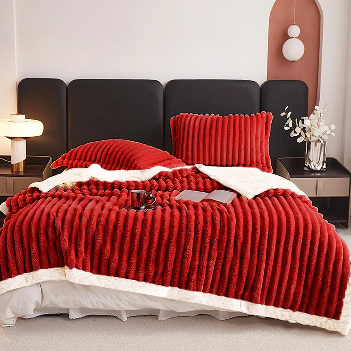 1pc Weighted Fleece Blanket -Soft, Warm, Throw for Bedroom, Living Room, Student Dormitory, Car, Sofa,8lbs With Sherpa