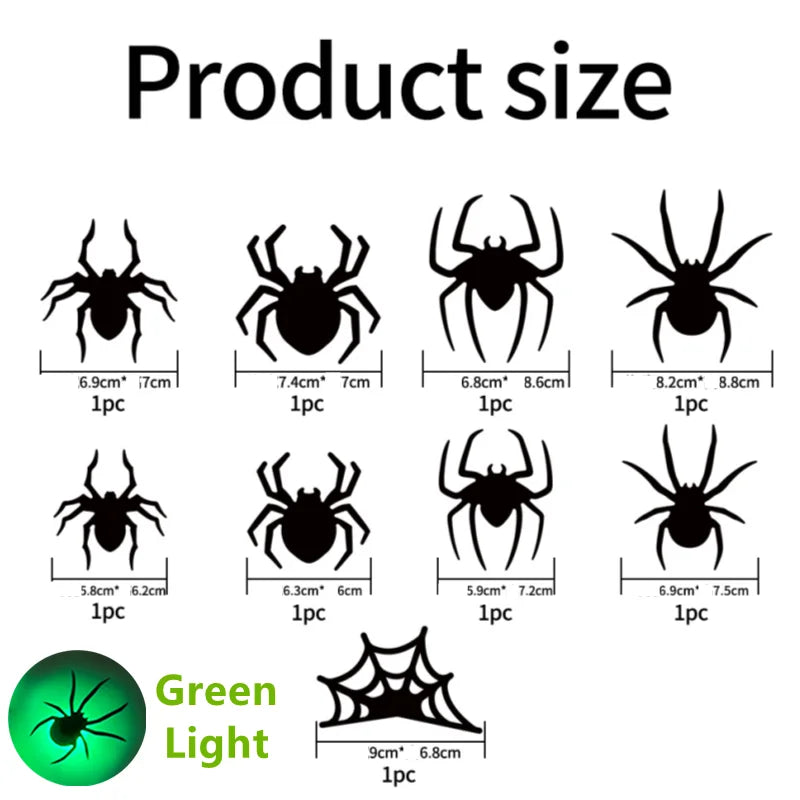 Halloween Bat & Spider Night Light Wall Decor – 3D Glow Stickers