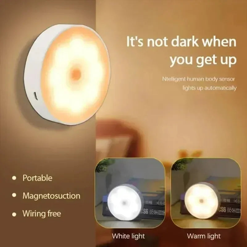 HPH LED Night Light 3pcs USB Rechargeable Night Lamp Automatic Light For Kitchen Cabinet Wardrobe Lamp Wireless Closet Light